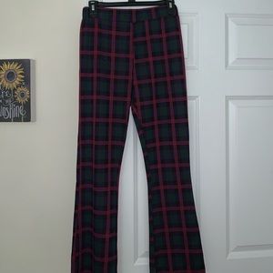 Plaid fit and flare pants